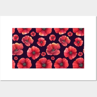 Botanical Floral Seamless pattern Poppies Posters and Art